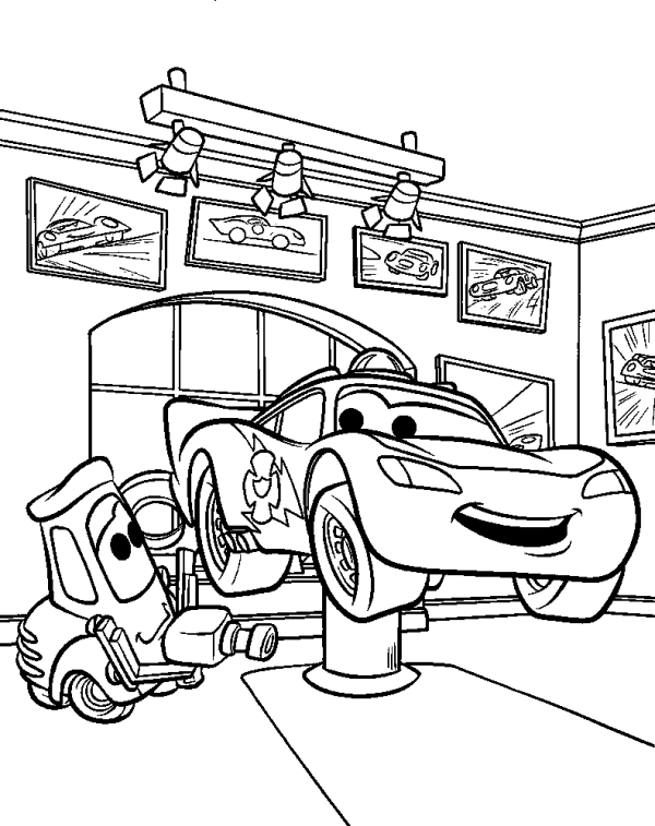 Lightning McQueen in the Repair Shop