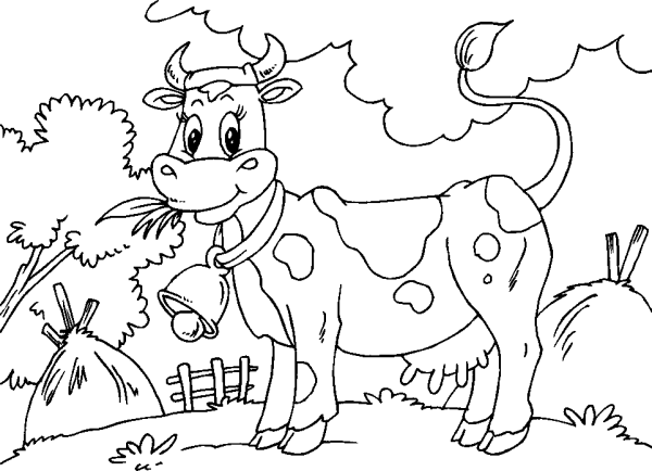 The cow is grazing in the pen