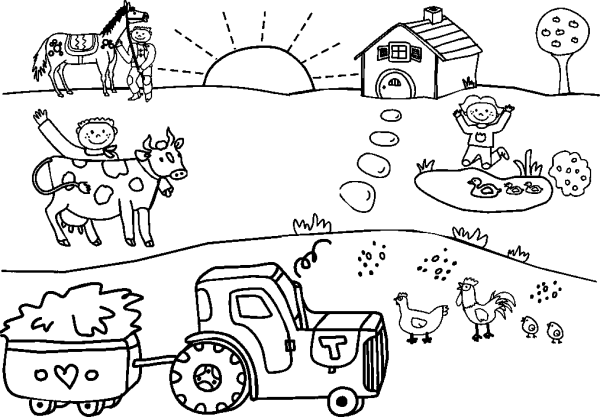 Village with Animals and Children