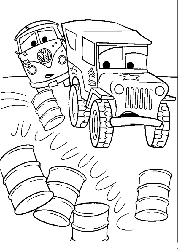 Barrels and Cars from the Movie Cars