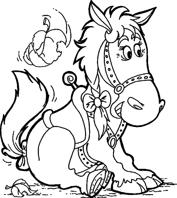 Cute Horse with a Braid and a Bow