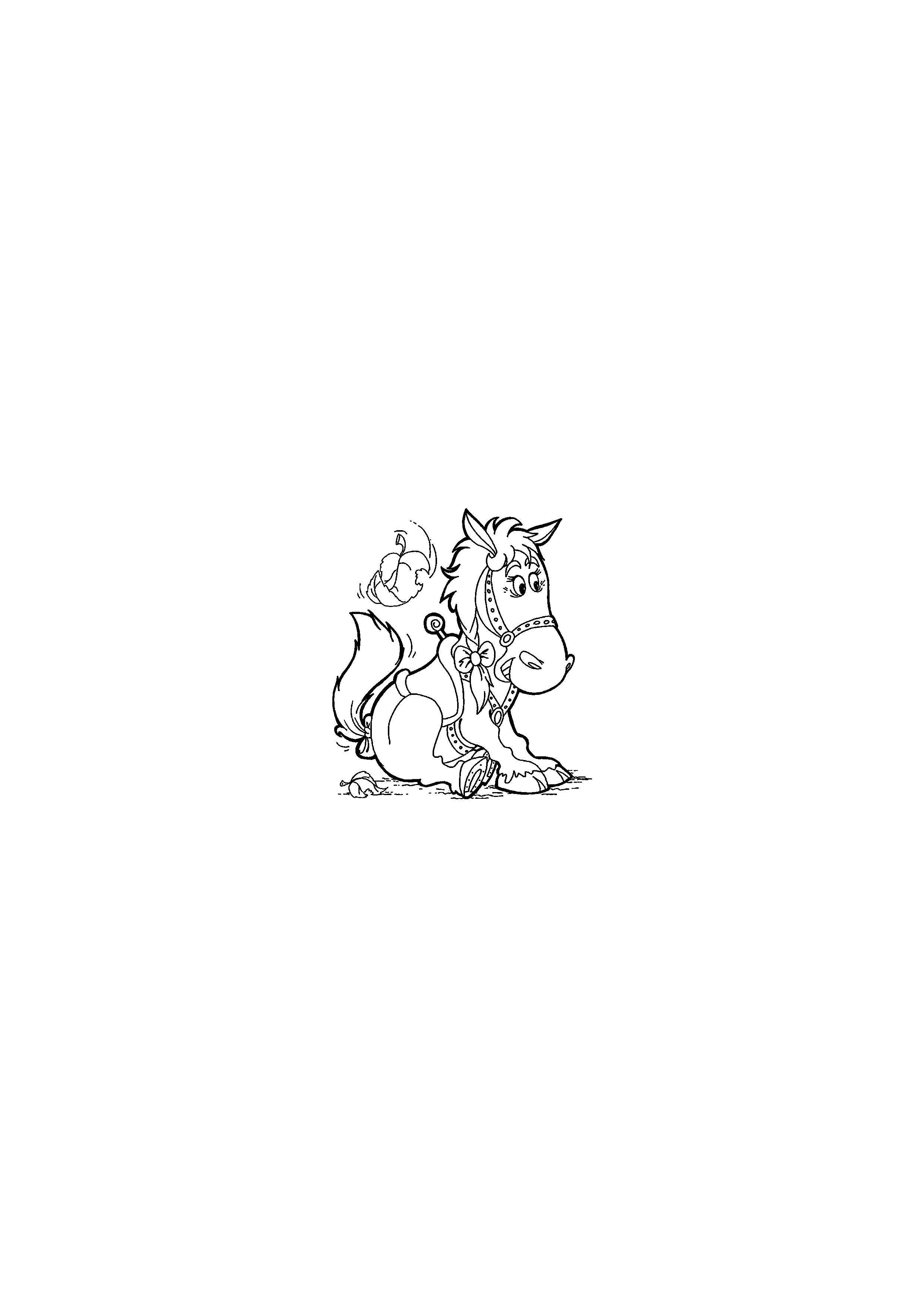 Cute Horse with a Braid and a Bow