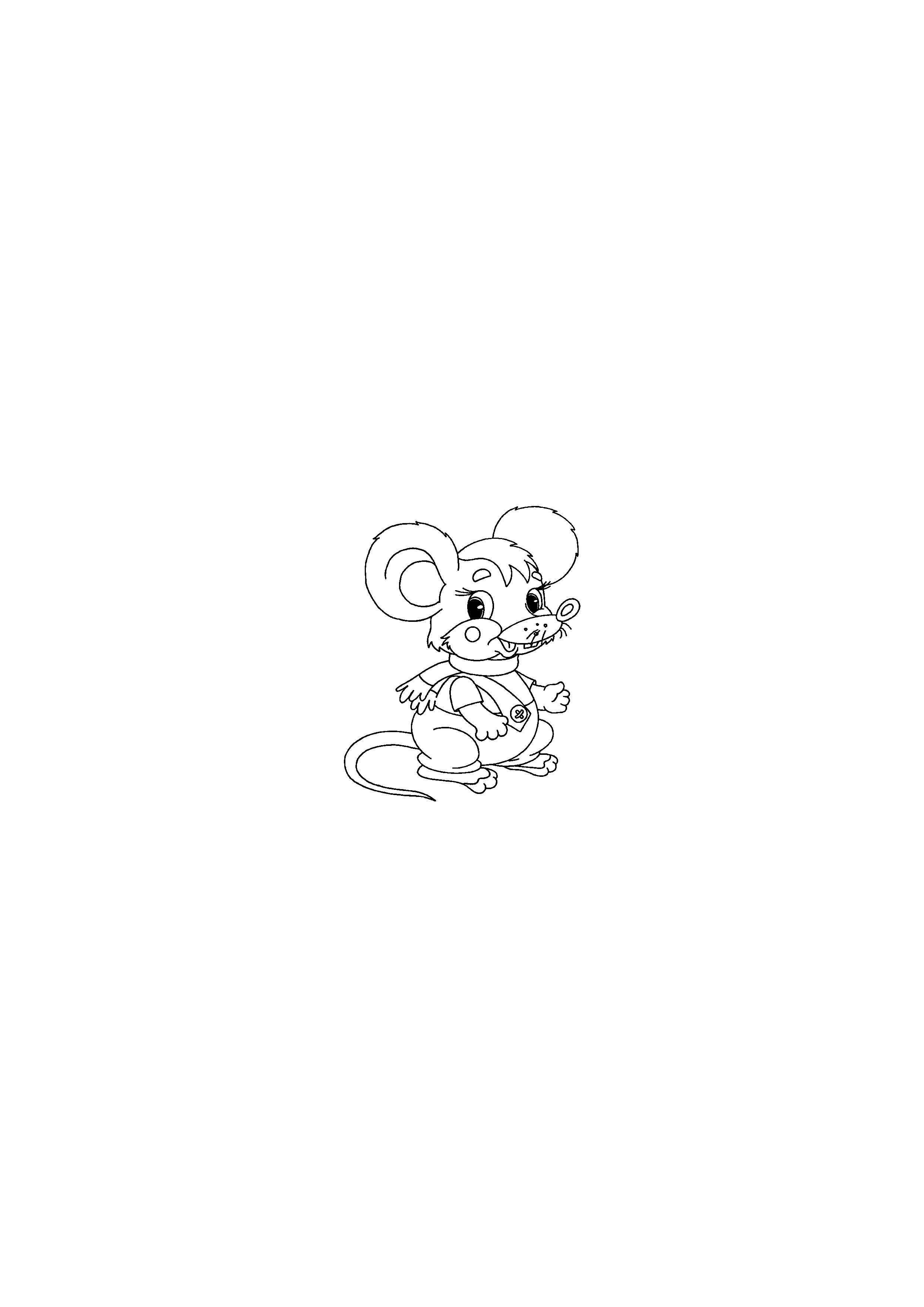 Mouse in a Jumpsuit and Scarf