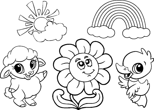 Sheep with Duckling and Flower