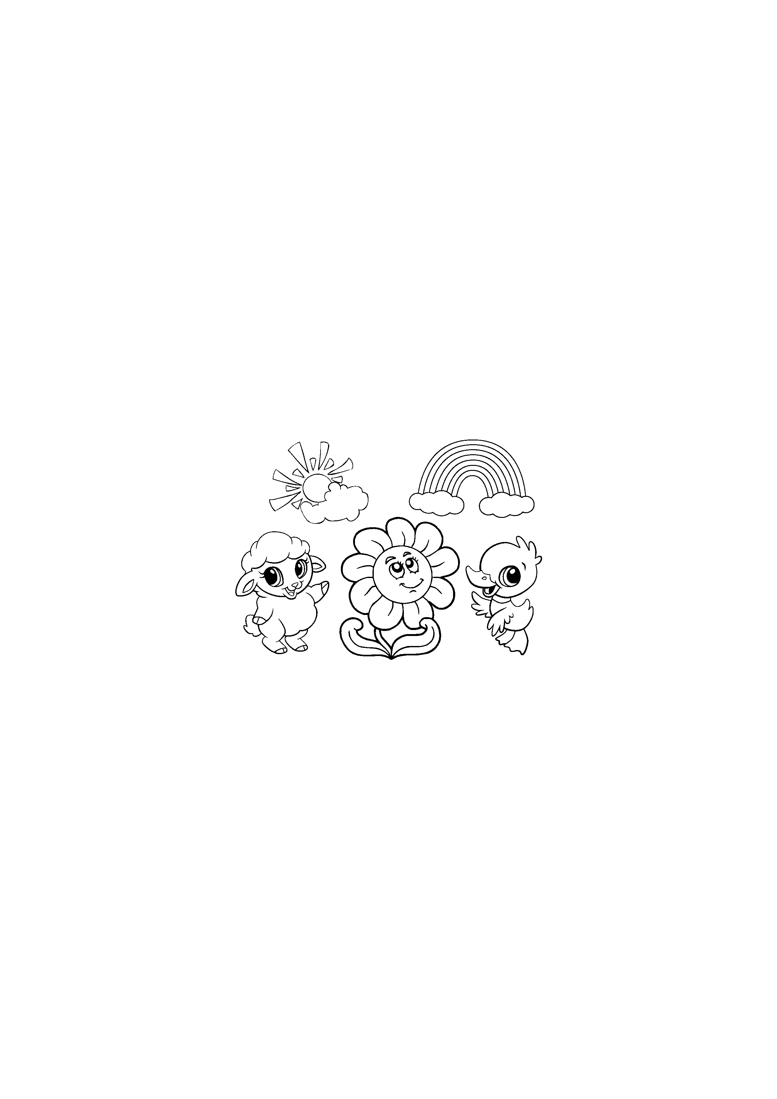 Sheep with Duckling and Flower