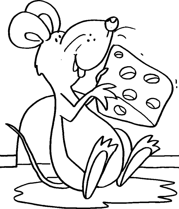 Mouse holding cheese in its paws