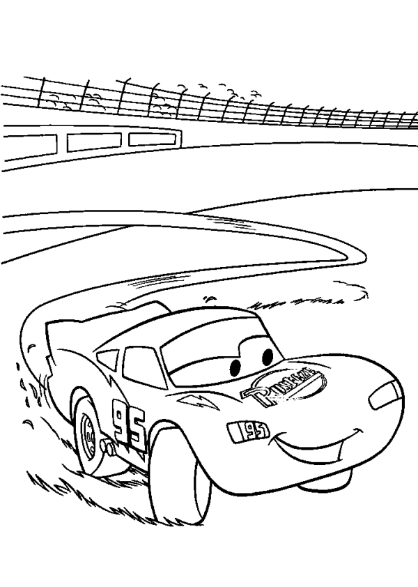 Lightning McQueen is skidding on the road