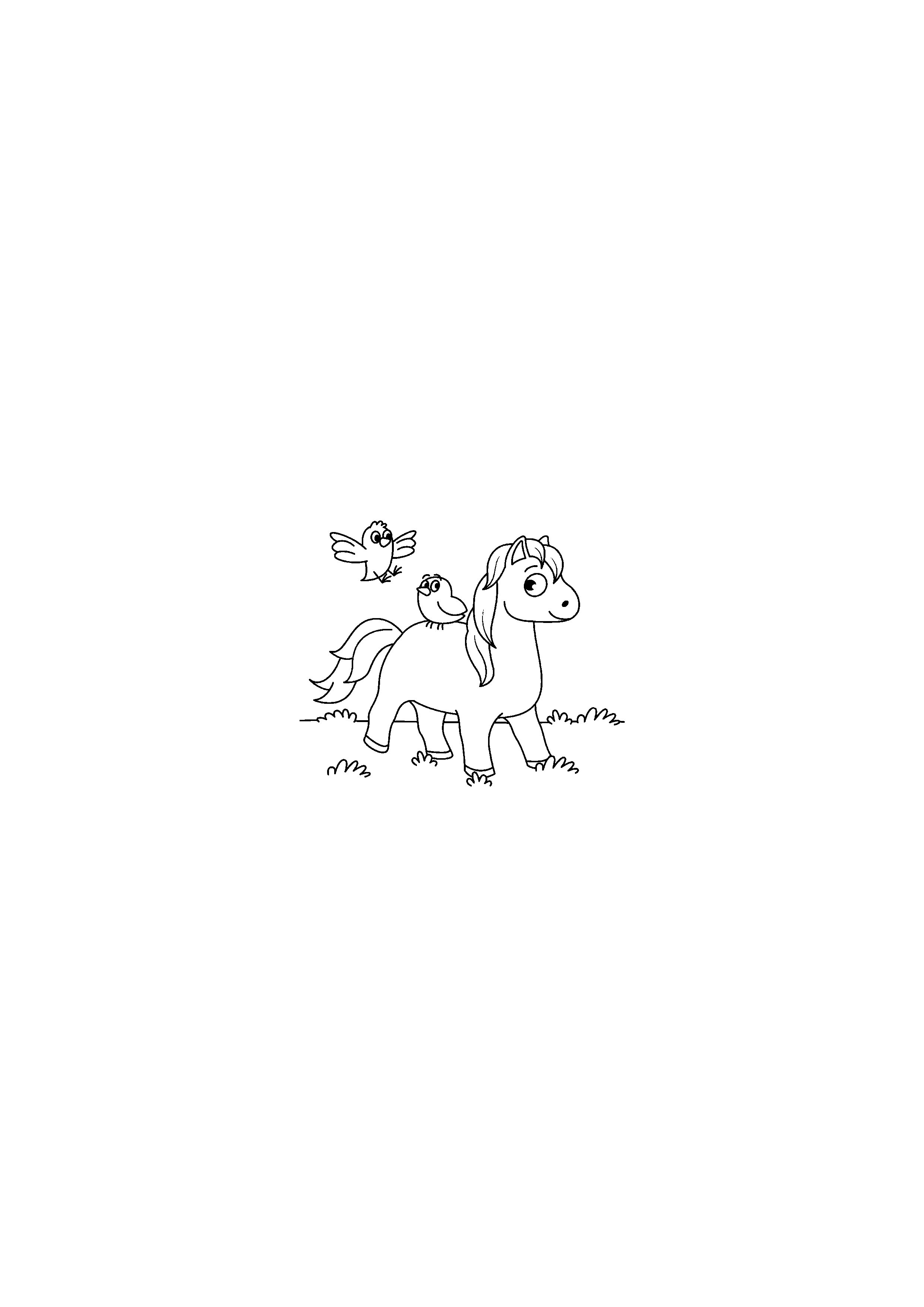 Horse and Two Birds