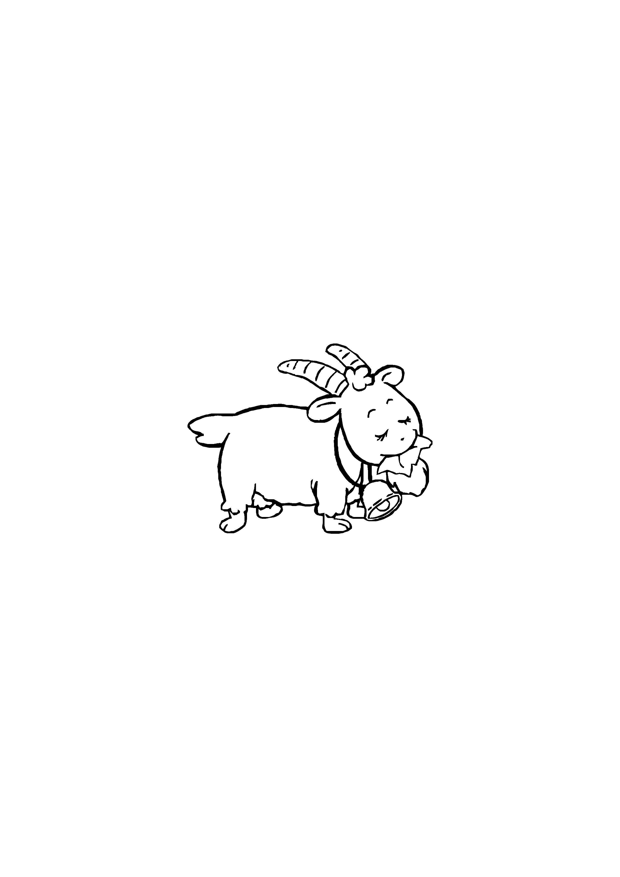 The Bell Goat Kid Chewing a Leaf