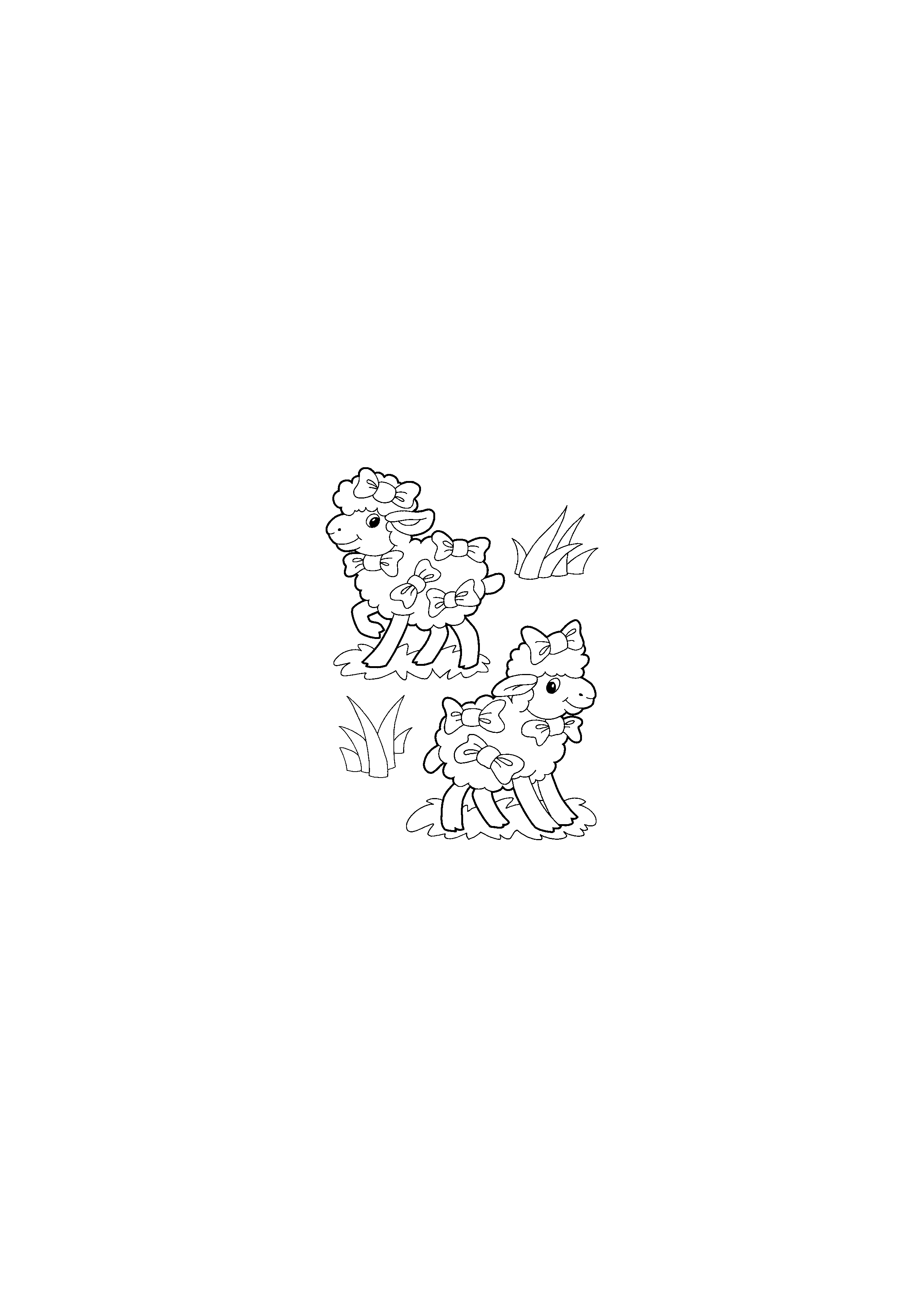 Two Little Sheep with Bows