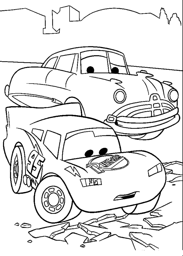 Lightning McQueen and Doc Hudson at the Broken Road