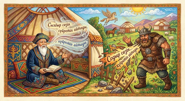Сылбыр сөзін — сүйретіп айтады, Содыр сөзін — күйретіп айтады,