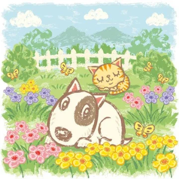 Кот и щенок