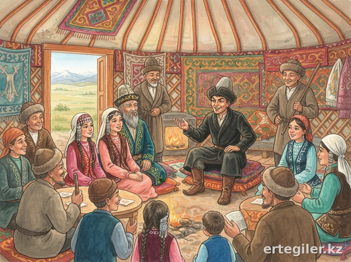 Алдар байдың отбасын киіз үйде таң қалдырады.