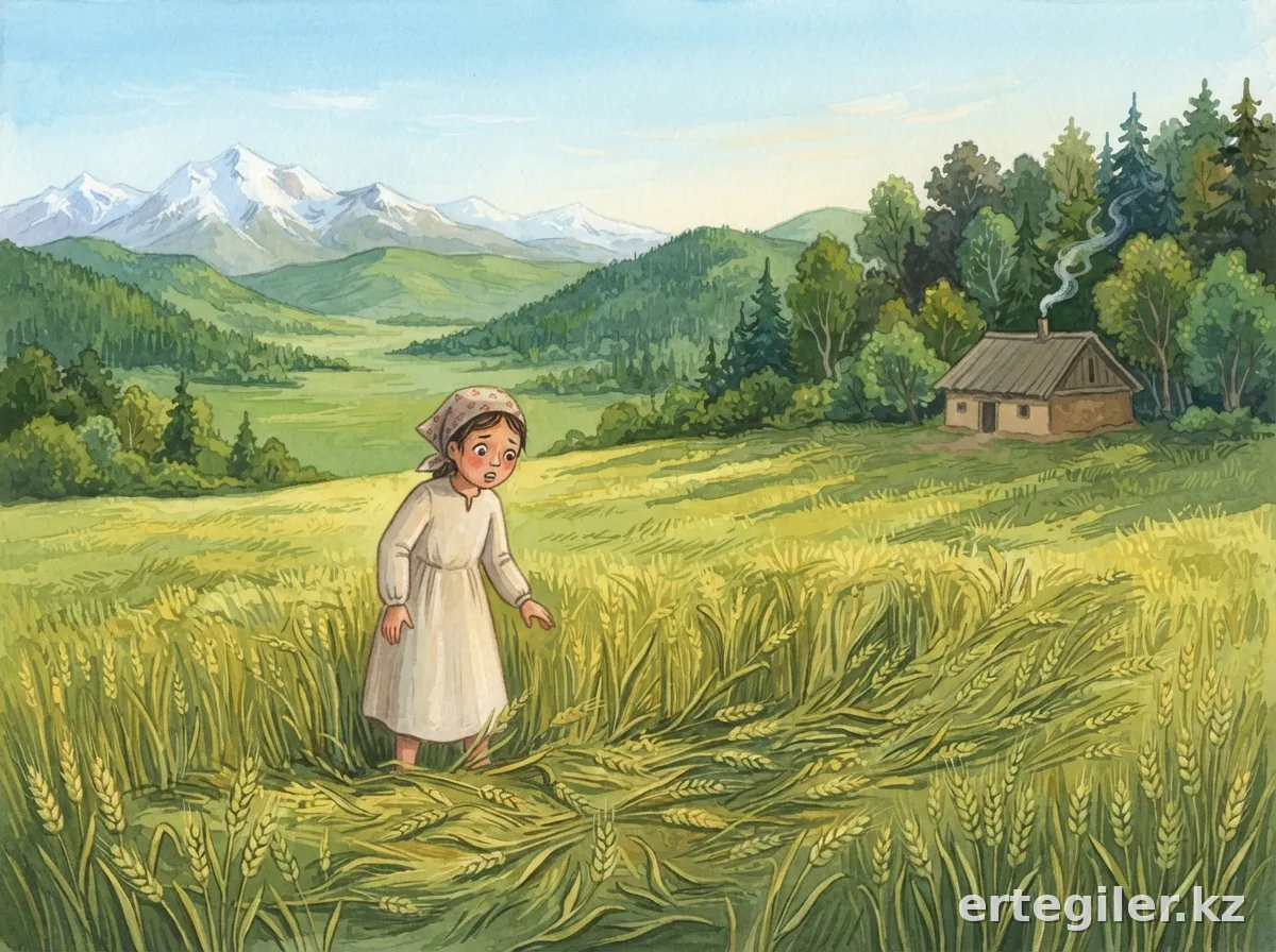 Асыл егістікте тапталған бидайды көріп, алаңдаулы.