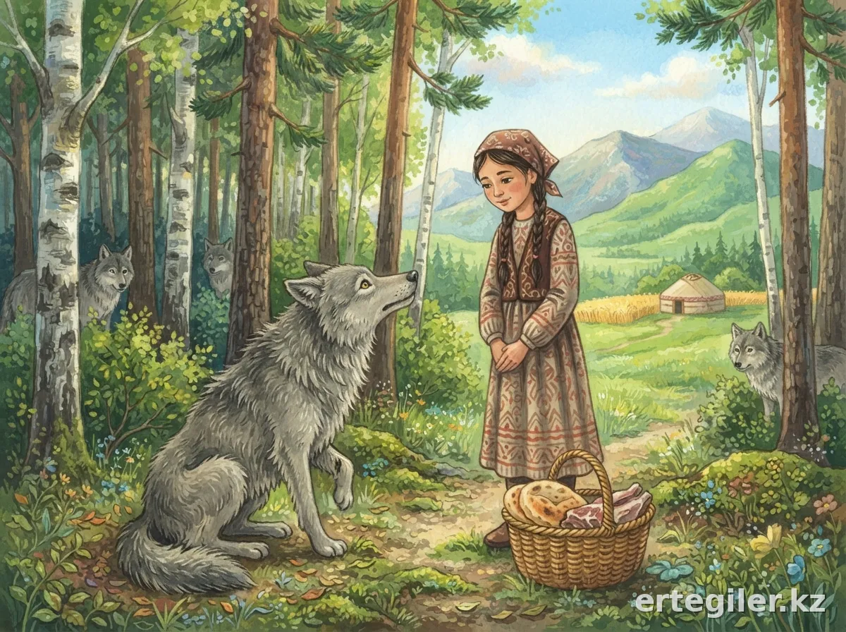 Асыл ақсақ қасқырға себетпен тамақ ұсынады.