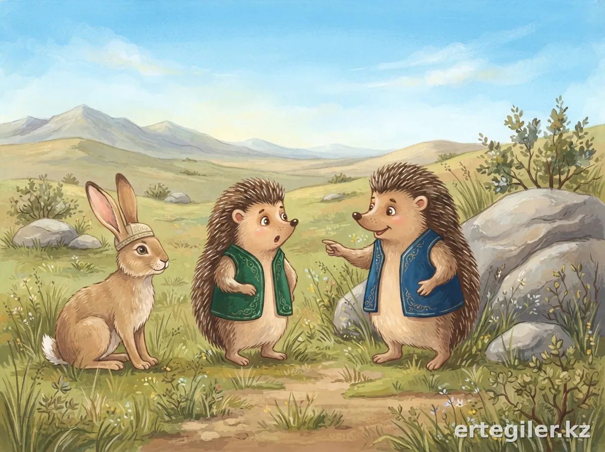 Blue-vested hedgehog explains plan to friend.