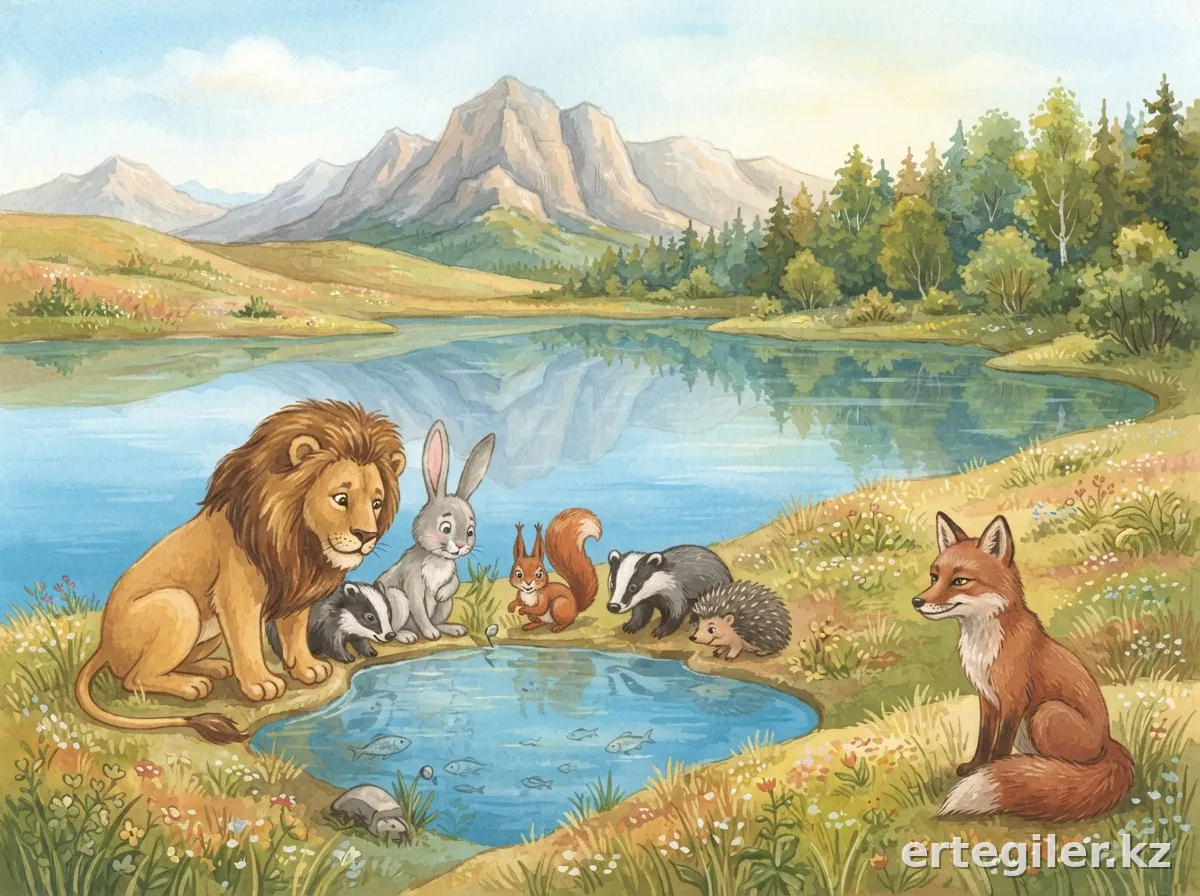 Animals work together to catch fish in the lake.