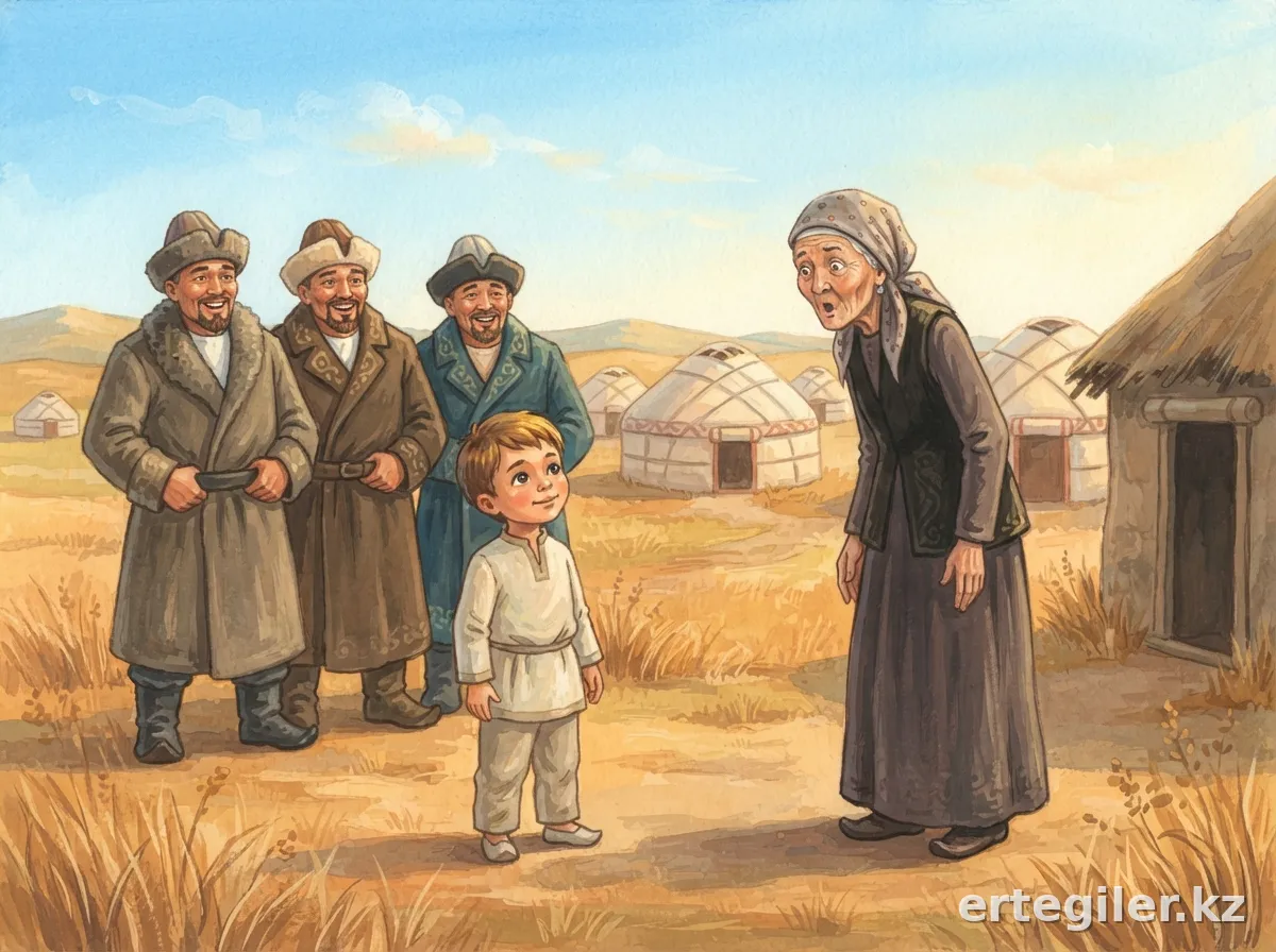 Мальчик разгадывает загадку, колдунья удивлена.