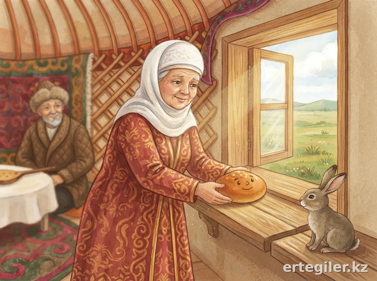 Әже бауырсақты терезеге қояды. Әже бауырсақты терезеге қояды.