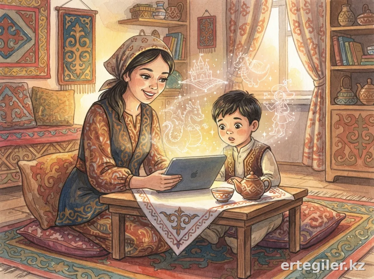 Ана мен бала экраннан сиқырлы әлемді ашады.