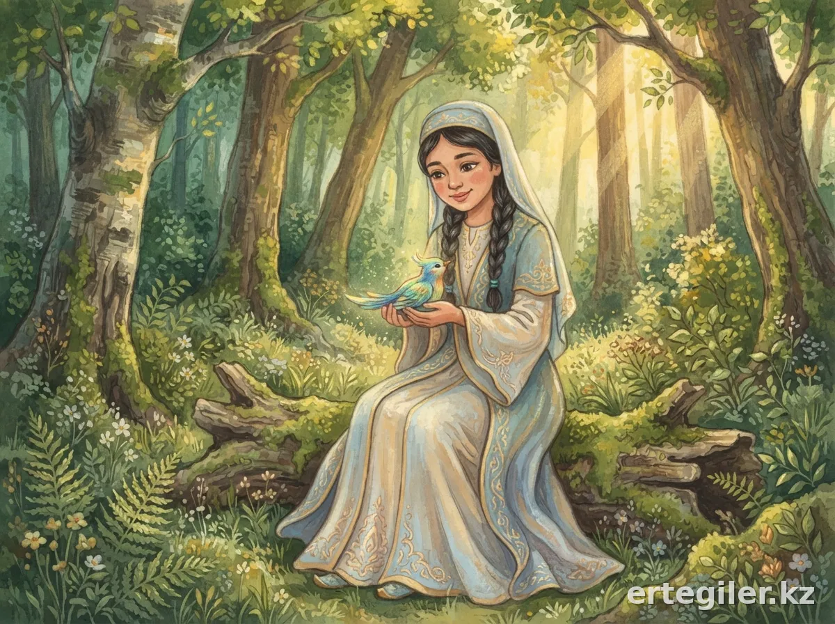 Princess Saule gently cares for an injured bird.
