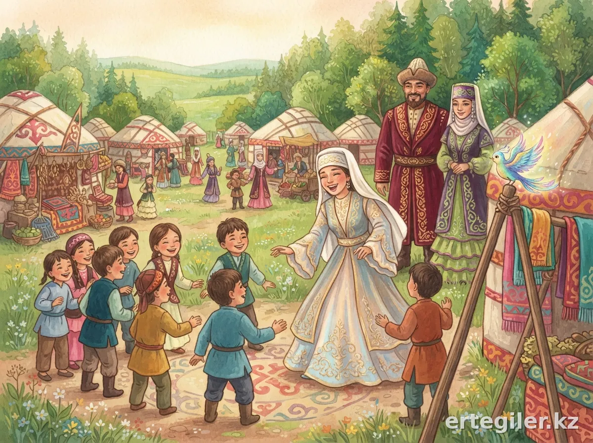 Princess Saule plays with children at the fair.