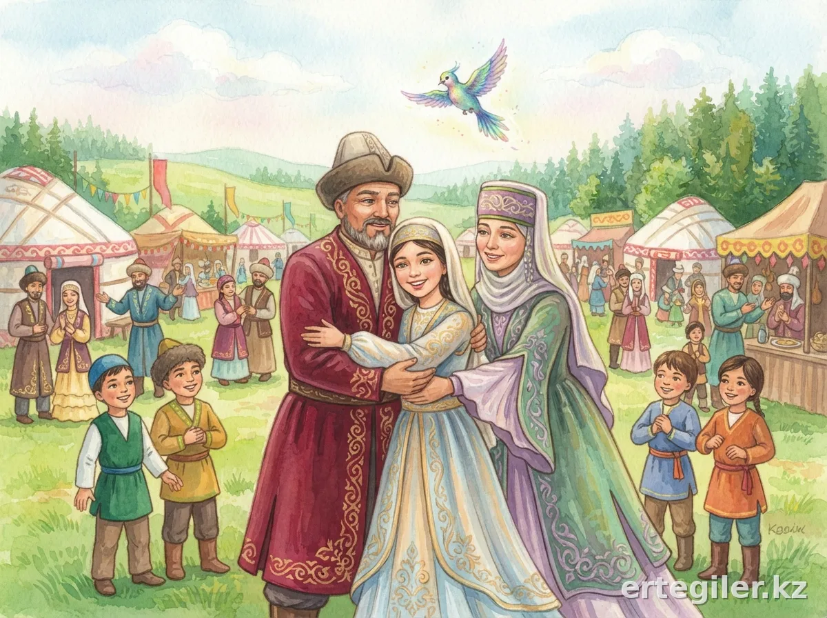 Family joyfully embraces at the bustling fair.