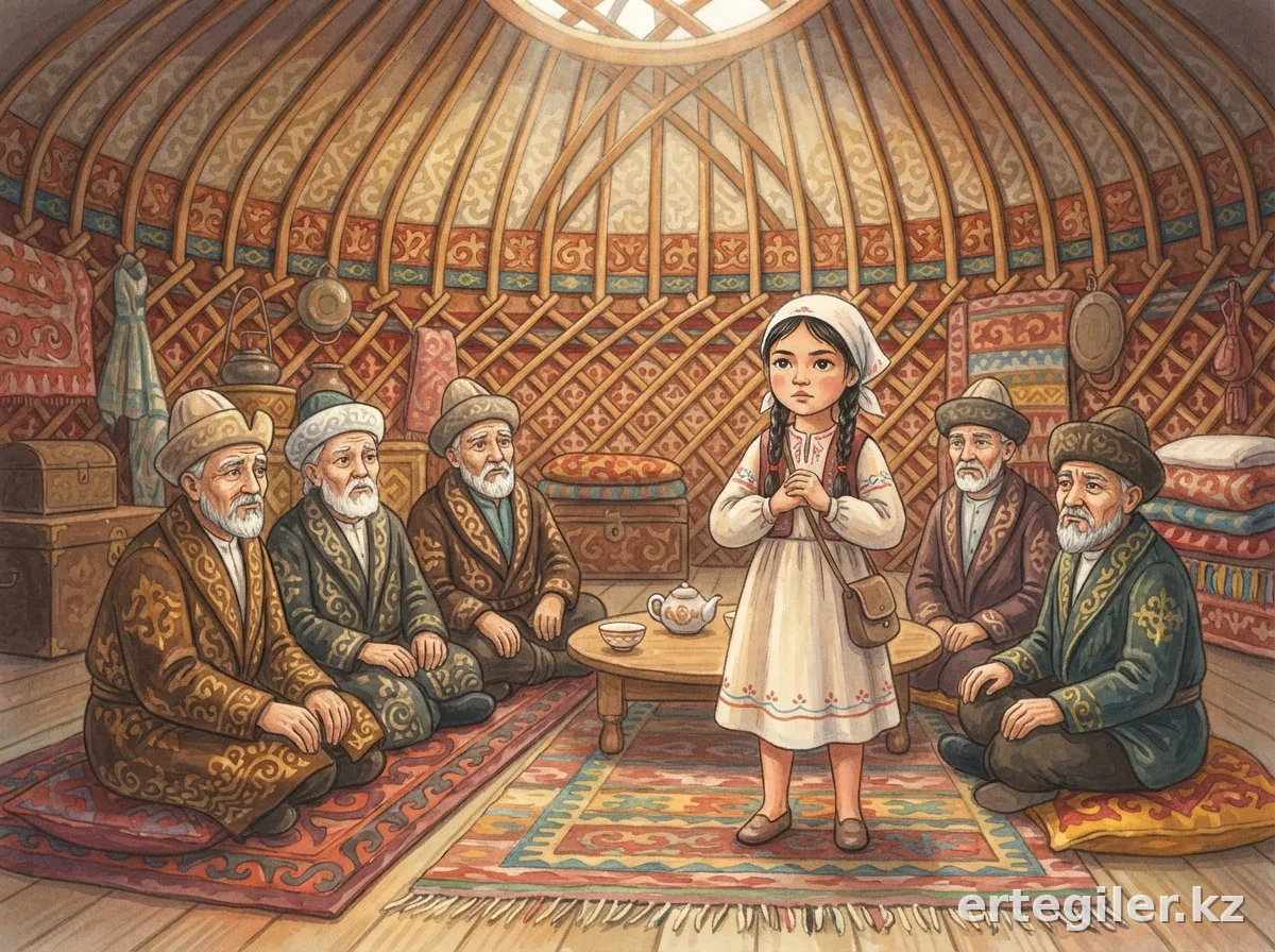 Alma bravely confronts elders in a yurt.
