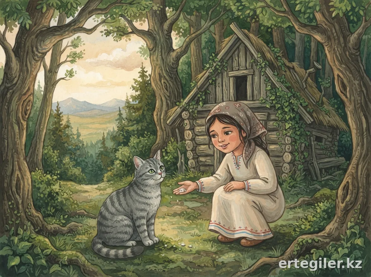 Alma kindly offers salt to a cat.