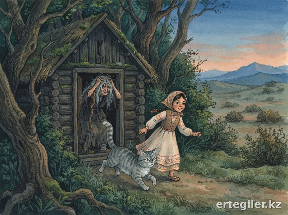 Alma and cat escape the blinded witch.